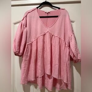 Chic Pink Women's Tunic Blouse